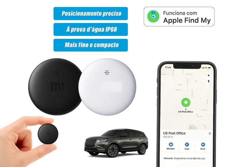 Rastreador Bluetooth GPS com Áudio para IOS – AirTag Dispositivo Antiperda para Chaves, Carteira e Carro