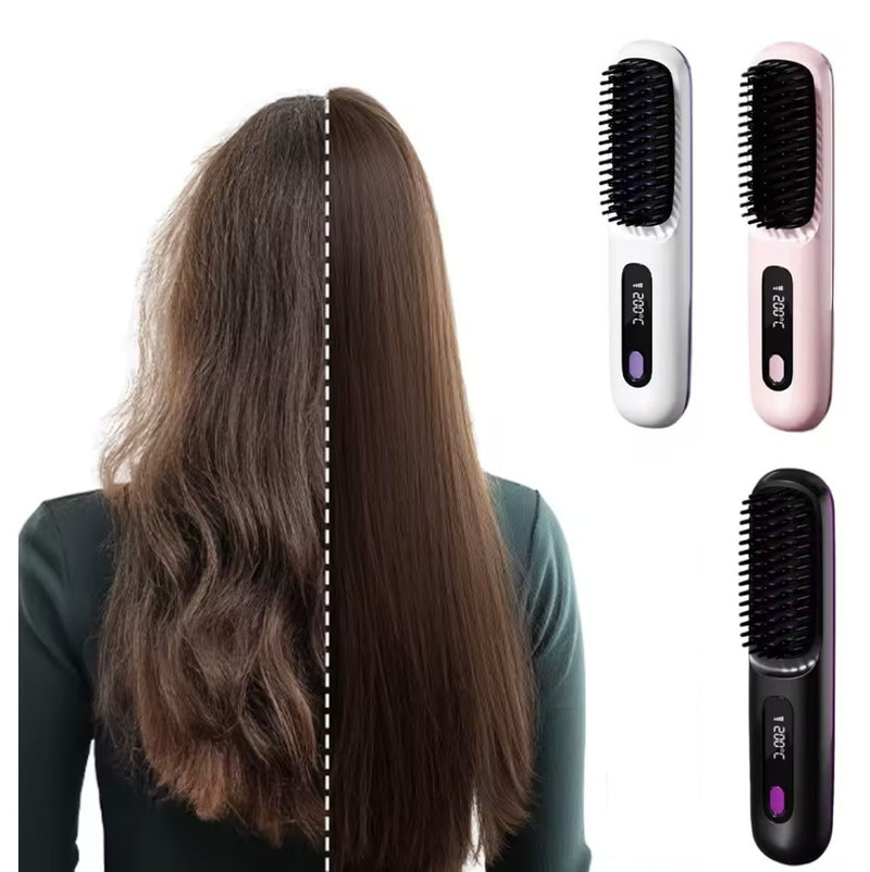 Escova Alisadora Portátil - Ultra BeautyBrush: Recarregável, Portátil e Rápida