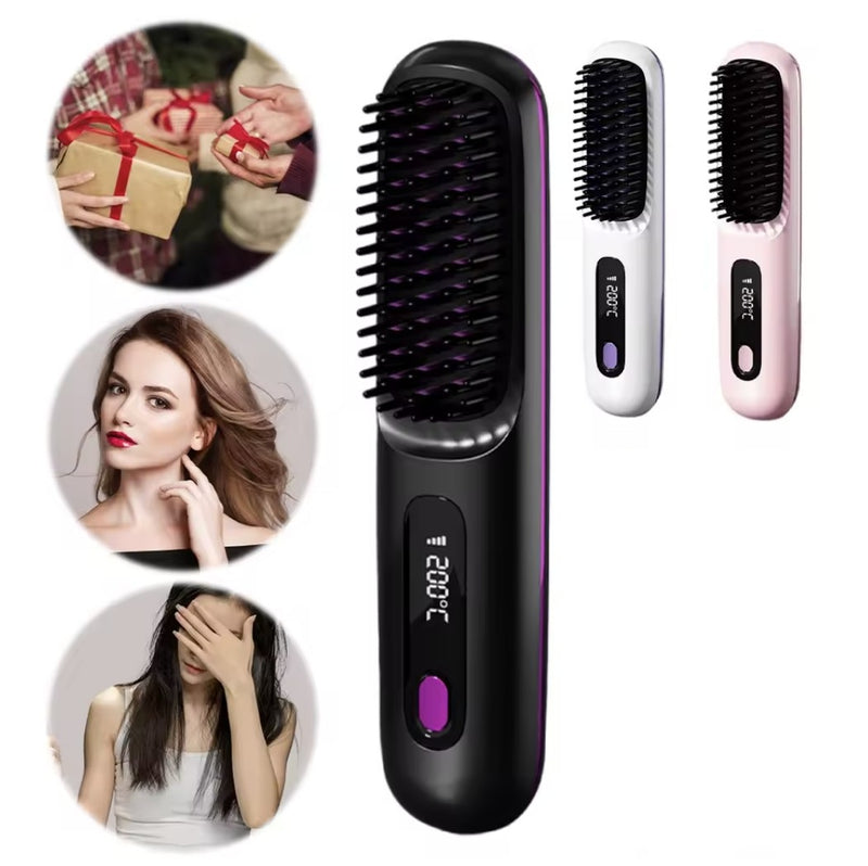 Escova Alisadora Portátil - Ultra BeautyBrush: Recarregável, Portátil e Rápida