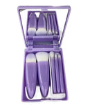 Kit 5 Pincéis de Maquiagem com Espelho – Mini Pincéis para Pó, Olhos, Blush e Sobrancelha