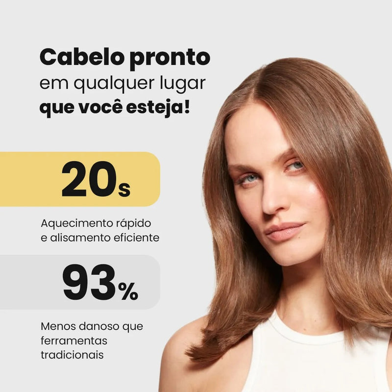Escova Alisadora Portátil - Ultra BeautyBrush: Recarregável, Portátil e Rápida