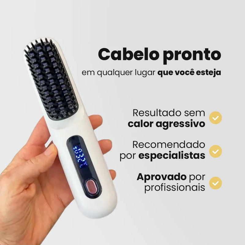 Escova Alisadora Portátil - Ultra BeautyBrush: Recarregável, Portátil e Rápida
