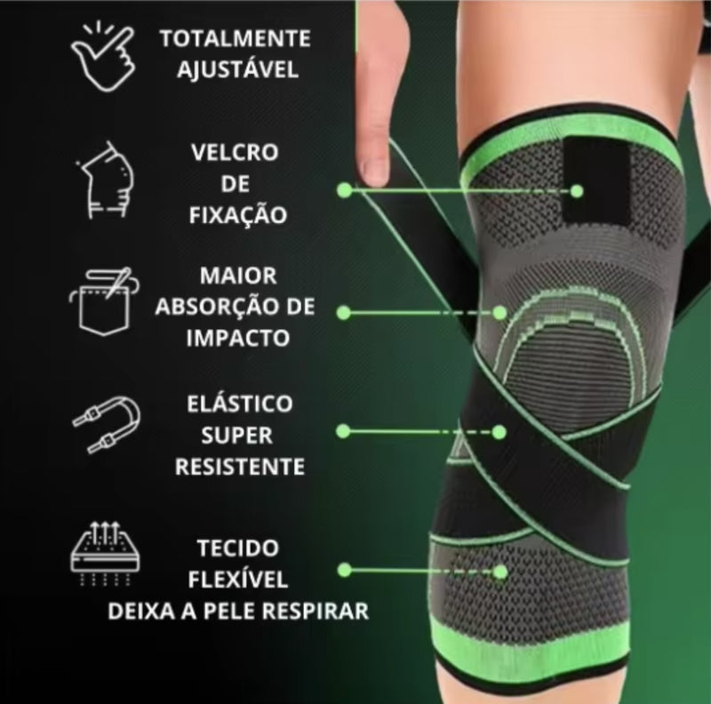 Joelheira de Compressão com Alças Ajustáveis Para Corrida, Treino e Uso Esportivo o Dia Todo