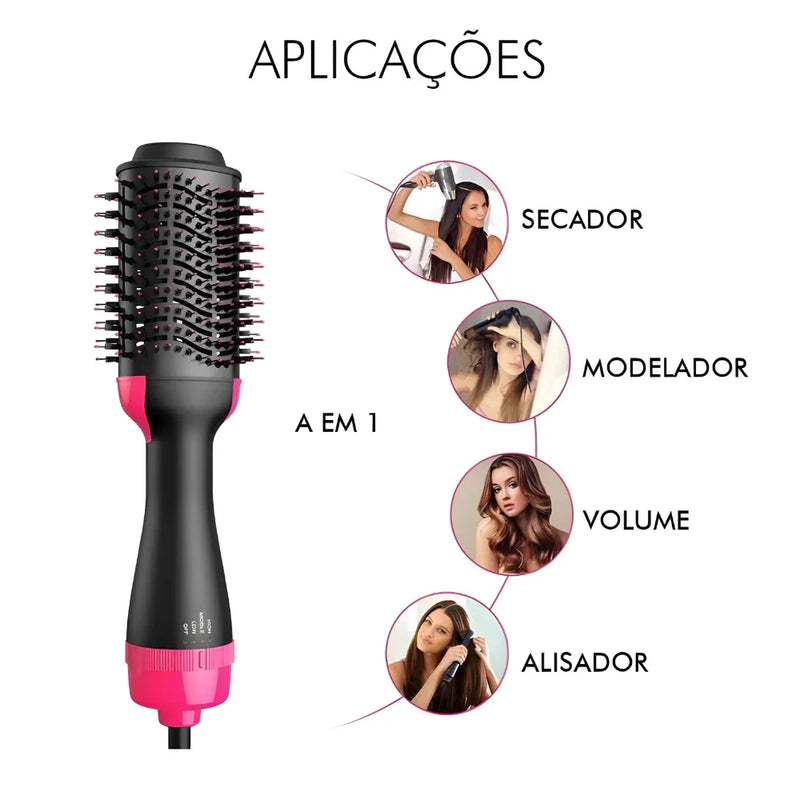 Escova Secadora Alisador Modelador 3 em 1