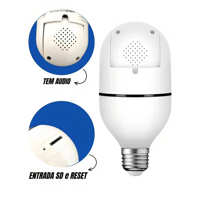 Câmera IP Lâmpada Smart Wi-Fi Full HD com Visão Noturna