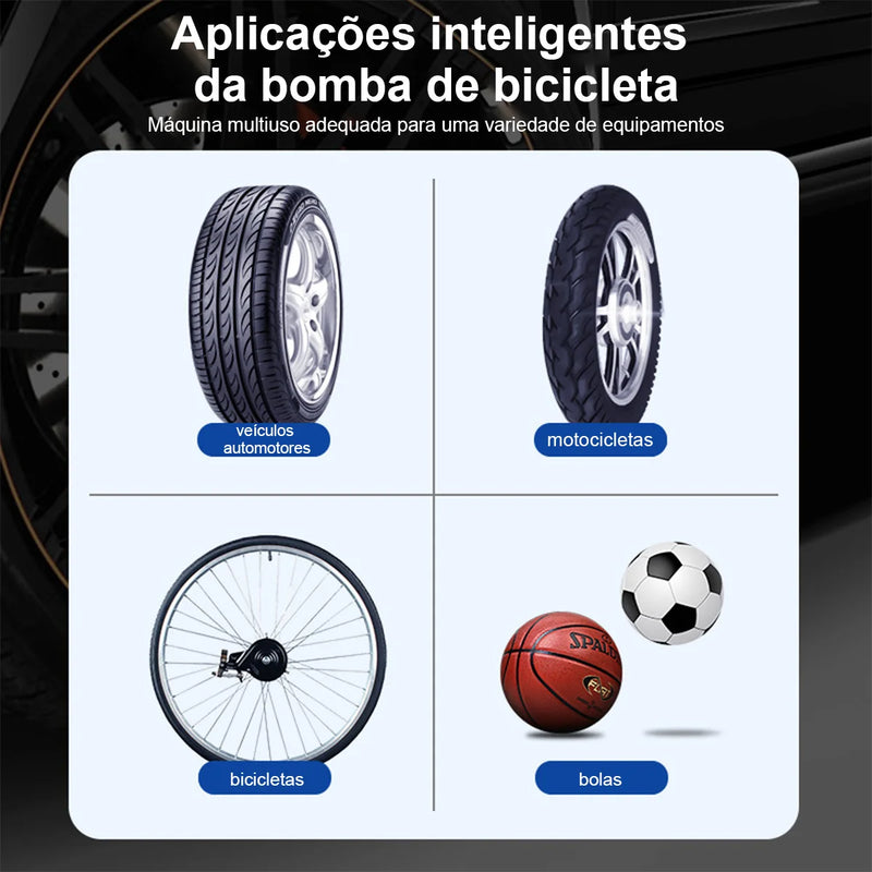 Bomba de Ar Portátil Mini - Elétrica com indicação digital sem fio do pneu