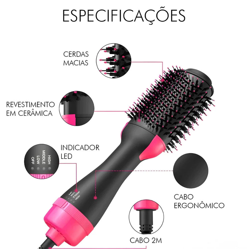 Escova Secadora Alisador Modelador 3 em 1