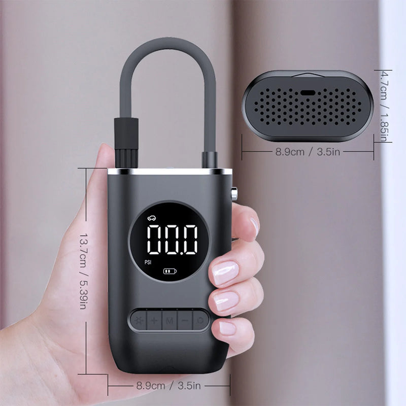 Bomba de Ar Portátil Mini - Elétrica com indicação digital sem fio do pneu