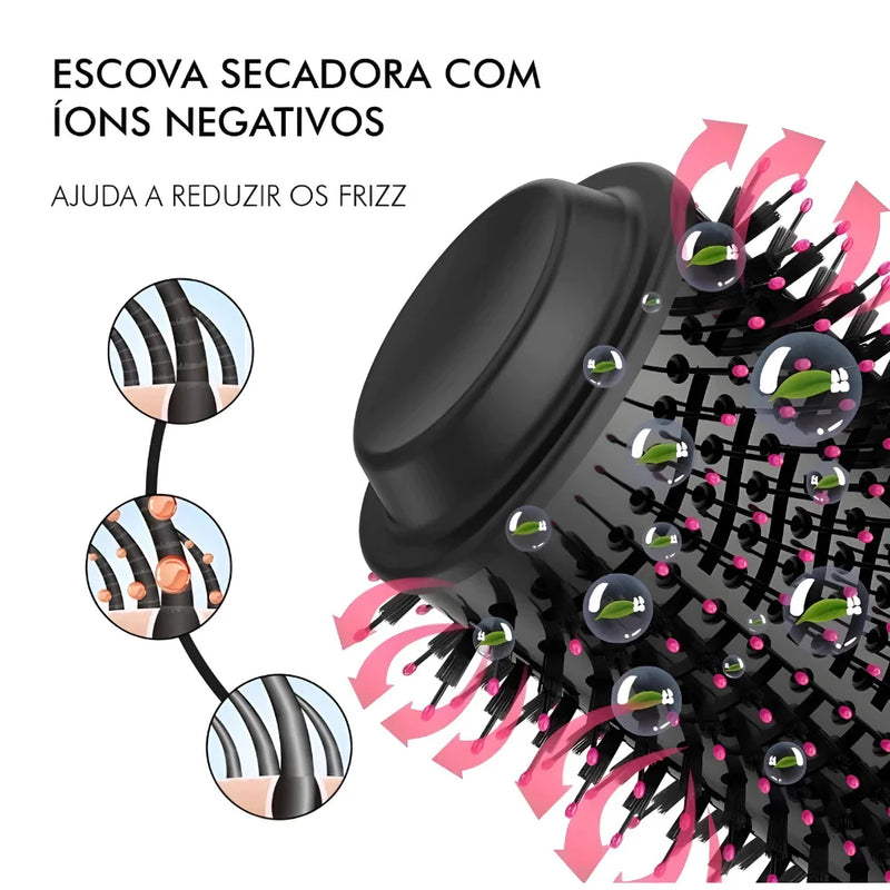 Escova Secadora Alisador Modelador 3 em 1