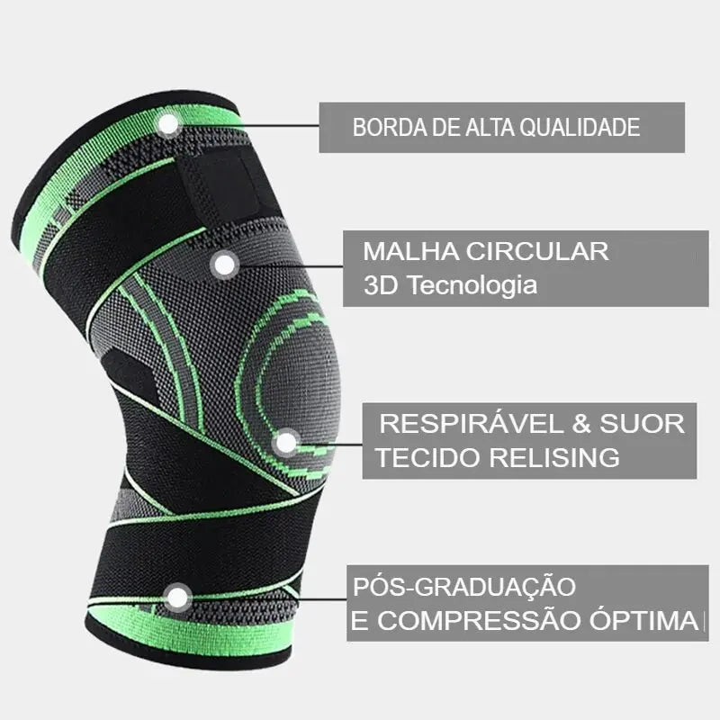 Joelheira de Compressão com Alças Ajustáveis Para Corrida, Treino e Uso Esportivo o Dia Todo