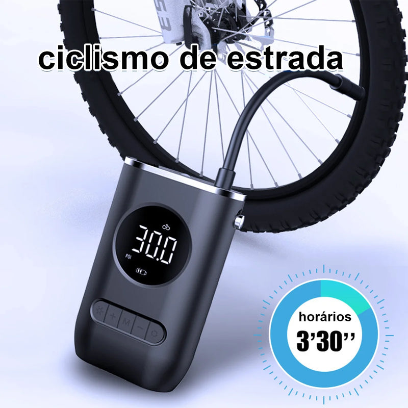 Bomba de Ar Portátil Mini - Elétrica com indicação digital sem fio do pneu