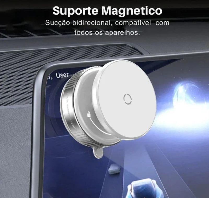 FixCell - Suporte magnético ultra resistente para celular, design dobrável e giratório em 360° com ventosa a vácuo