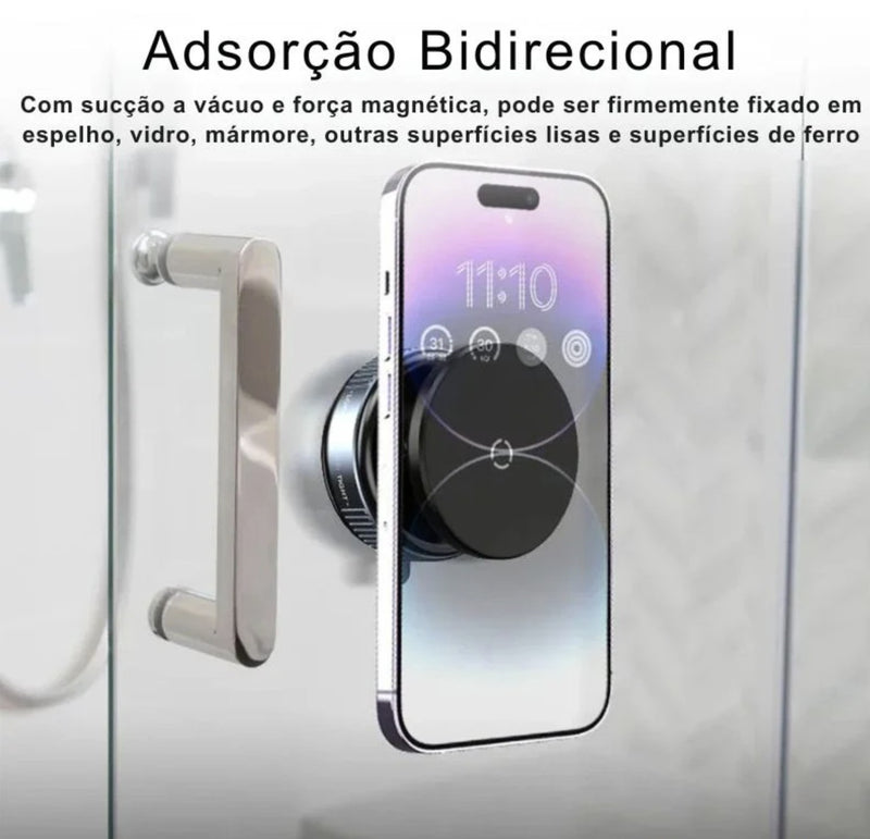 FixCell - Suporte magnético ultra resistente para celular, design dobrável e giratório em 360° com ventosa a vácuo