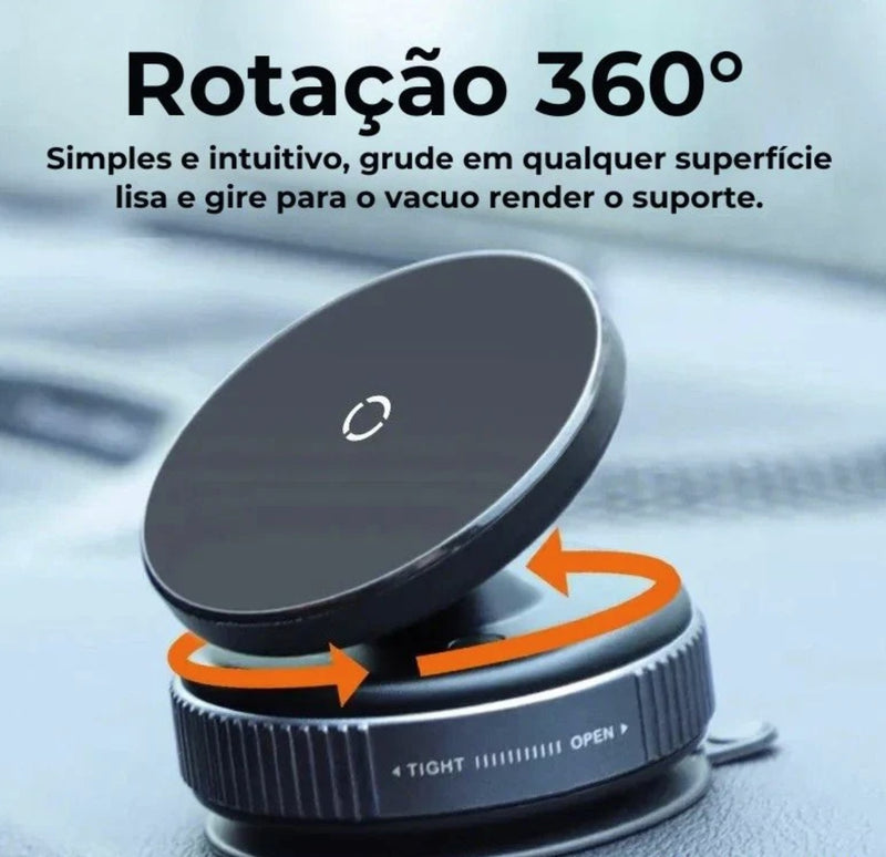 FixCell - Suporte magnético ultra resistente para celular, design dobrável e giratório em 360° com ventosa a vácuo