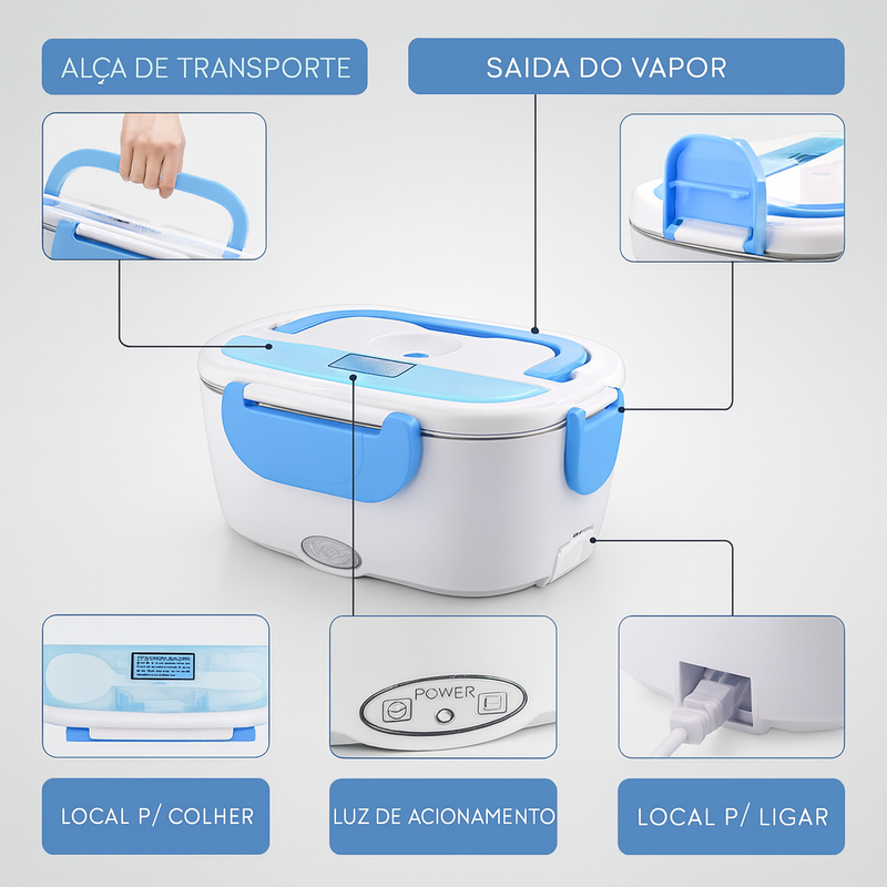 Marmita Elétrica Portátil 2 em 1 – ThermoBox Aqueça sua comida onde estiver