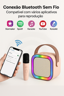 Karaokê Portátil com Caixa de Som Bluetooth e Microfone Sem Fio