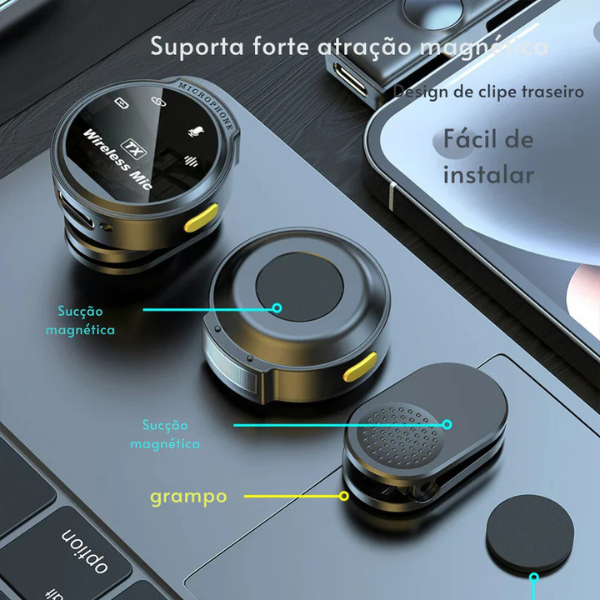 AirMic Pro - Microfone de Lapela Sem Fio