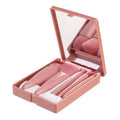Kit 5 Pincéis de Maquiagem com Espelho – Mini Pincéis para Pó, Olhos, Blush e Sobrancelha