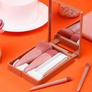 Kit 5 Pincéis de Maquiagem com Espelho – Mini Pincéis para Pó, Olhos, Blush e Sobrancelha