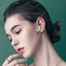 Fone de ouvido sem fio Bluetooth com microfone esportivo TWS branco