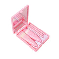 Kit 5 Pincéis de Maquiagem com Espelho – Mini Pincéis para Pó, Olhos, Blush e Sobrancelha
