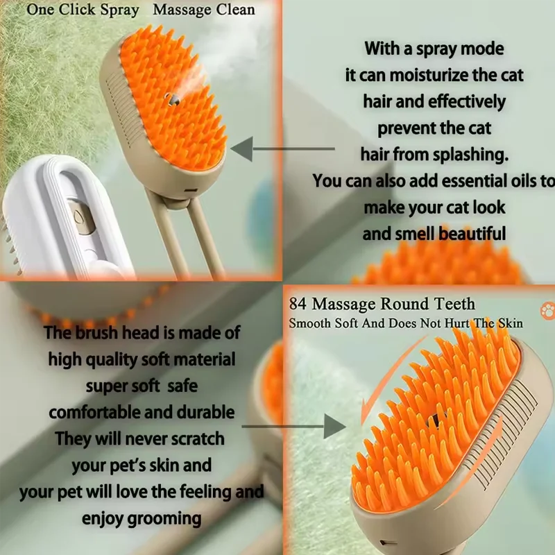 PetClean 3 em 1 - Escova Elétrica que Limpa, Massageia e Remove pelos - Anti-emaranhamento