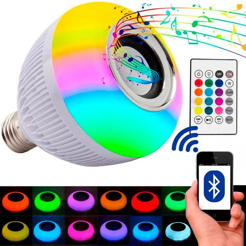 Lampada de Luz Led Rgb Bluetooth Música Caixa Som Festa Musica