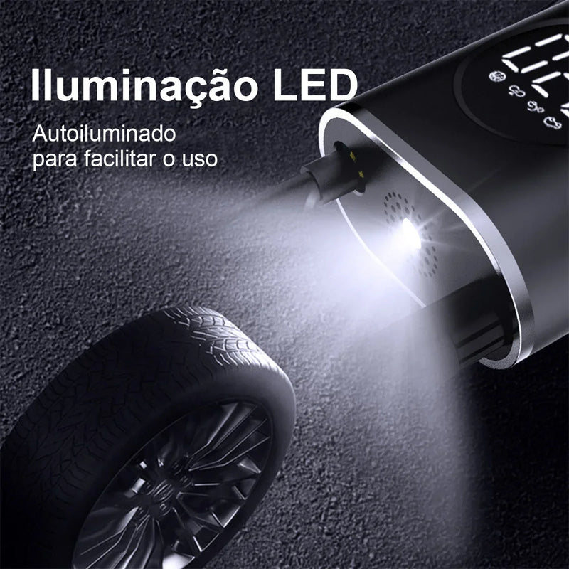 Bomba de Ar Portátil Mini - Elétrica com indicação digital sem fio do pneu